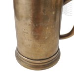 Brass-Plated Beer Mug with a Glass Bottom, Dedicated to Allan Gary, 1973, EPNS Plated