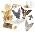 Set of Badges and Pins, Faustinum Association of the Apostles of Divine Mercy, Soviet Navy, Aviation Badge, Submarine, Cuba Parachute Badge, U.S. Transport Badge, Lily, Romanian Pilot Badge