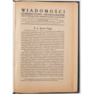 WIADOMOŚCI ARCHEOLOGICZNO-NUMIZMATYCZNE, rok 1926, nr.1-12
