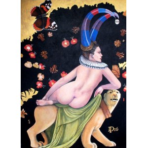 Daniel Porada (b. 1977), *Naked Woman on a Panther in Paradise*