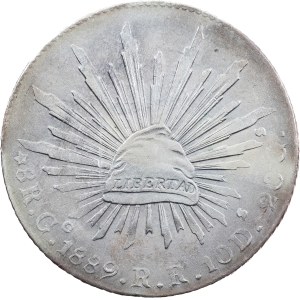 Federal Republic, 8 Reales 1889, Go RR, Guanajuato