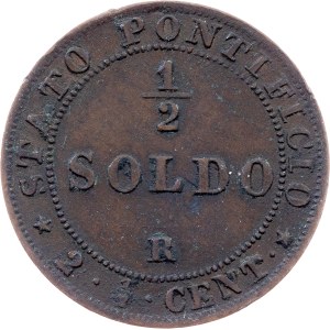 Pius IX, 1/2 soldo, 1866 r., Rzym