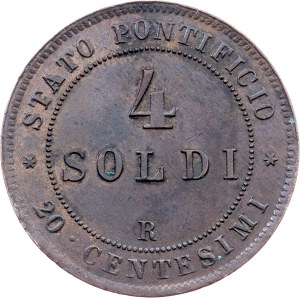 Pius IX, 4 soldi, 1866 r., Rzym