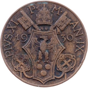 Pius XI, 5 centesimi, 1930 r., Rzym