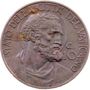 Pius XI, 10 centesimi, 1937 r., Rzym