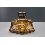 An Art Deco-style crystal candy box in amber