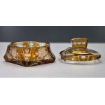 An Art Deco-style crystal candy box in amber