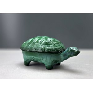 Turtle-shaped box or case – Curt Schlevogt, malachite glass – Czechoslovakia