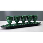 Set of egg cups with a tray, made of malachite glass—second half of the 20th century