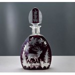 Art Deco crystal decanter with a deer motif—Nový Bor (Haida), from the 1930s