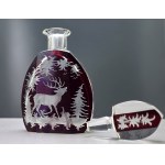 Art Deco crystal decanter with a deer motif—Nový Bor (Haida), from the 1930s