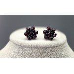 Double-strand necklace and clips made of burgundy Jablonex glass crystals—1970s
