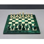 Jeu d'échecs de collection en malachite, fabriqué à la main – première moitié du XXe siècle.
