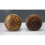 Two Hutsul round boxes for small items—Eastern Carpathians, first half of the 20th century [Hutsul Region]