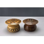 Two Hutsul round boxes for small items—Eastern Carpathians, first half of the 20th century [Hutsul Region]