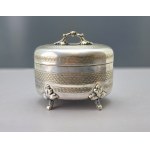 Silver-plated box-shaped sugar bowl — first half of the 20th century