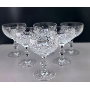 Service de six coupes à champagne en cristal – années 70