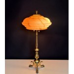 Art Deco - Brass desk lamp with a marbled [URANIUM] shade - 1930s
