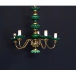 Malachite glass chandelier - Czechoslovakia, 1960s