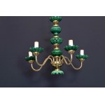 Malachite glass chandelier - Czechoslovakia, 1960s