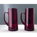 A pair of ruby-red glass mugs - Vintage from the 1980s