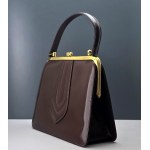 Vintage - Dark brown patent leather handbag - 1960s
