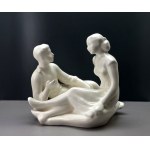 Ceramic figurine - Couple Reading a Book - Keramik Znojmo - Czechoslovakia - 1956
