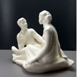 Ceramic figurine - Couple Reading a Book - Keramik Znojmo - Czechoslovakia - 1956