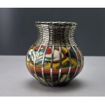 Japanese Meiji Awaji ceramic vase with a basket-weave-style lid - Japan, 1900
