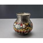 Japanese Meiji Awaji ceramic vase with a basket-weave-style lid - Japan, 1900