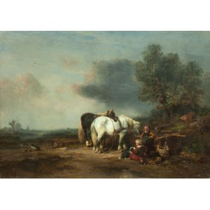 Eduard Hildebrandt, Dzieci z końmi przy wodopoju, 1847 r.