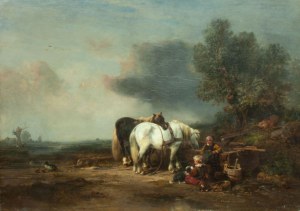 Eduard Hildebrandt, Dzieci z końmi przy wodopoju, 1847 r.