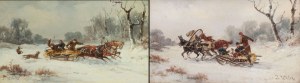Jan Wolski Para obrazów, Wyjazd na polowanie”, “Atak wilków