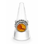 Amber ring, ORNO, Poland, ca. 1970