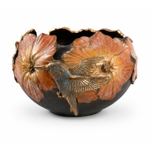 Fruit bowl with hibiscus and birds, by Cesar, 1993