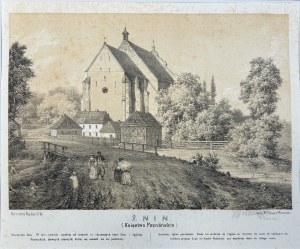 Napoleon ORDA (1807 Worocewicze - Warszawa 1883) - Grafika Karta z Albumu Widoków Księstwa Poznańskiego i Prus Zachodnich: Żnin, Kościół p.w. św. Floriana, Romantyzm, Dawna Polska