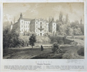 Napoleon ORDA (1807 Worocewicze - Warszawa 1883) - Grafika Karta z Albumu Widoków Księstwa Poznańskiego i Prus Zachodnich: Rydzyna, Zamek Sułkowskich, Romantyzm, Dawna Polska, Książęta Sułkowscy