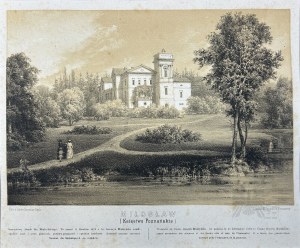 Napoleon ORDA (1807 Worocewicze - Warszawa 1883) - Grafika Karta z Albumu Widoków Księstwa Poznańskiego i Prus Zachodnich: Pałac w MiłosławiuRomantyzm, Dawna Polska