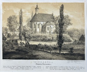 Napoleon ORDA (1807 Worocewicze - Warszawa 1883) - Grafika Karta z Albumu Widoków Księstwa Poznańskiego i Prus Zachodnich: Winna Góra (Winnagóra), Kościół pw. św. Michała Archanioła, Romantyzm, Dawna Polska, Generał Henryk Dąbrowski