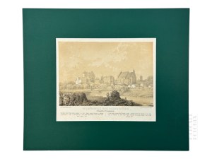Napoleon ORDA (1807 Worocewicze - Warszawa 1883) - Grafika Karta z Albumu Widoków Księstwa Poznańskiego i Prus Zachodnich: Węgrowiec (Wągrowiec) nad Rzeką Wełną, Kościół pw. Wniebowzięcia Najświętszej Marii Panny Wniebowziętej i śś. Piotra i Pawła.Romanty
