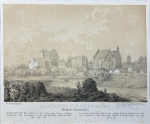 Napoleon ORDA (1807 Worocewicze - Warszawa 1883) - Grafika Karta z Albumu Widoków Księstwa Poznańskiego i Prus Zachodnich: Węgrowiec (Wągrowiec) nad Rzeką Wełną, Kościół pw. Wniebowzięcia Najświętszej Marii Panny Wniebowziętej i śś. Piotra i Pawła.Romanty