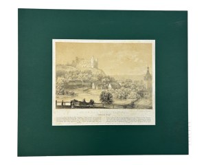 Napoleon ORDA (1807 Worocewicze - Warszawa 1883) - Grafika Karta z Albumu Widoków Księstwa Poznańskiego i Prus Zachodnich: Golup (Golub) nad Rzeką Drwencą (Drwęcą), Zamek Krzyżacki, Romantyzm, Dawna Polska
