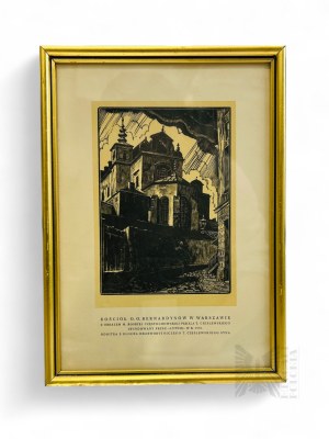 Tadeusz Cieślewski (Syn) [1895-1944] - Obraz Kościół O.O Bernardynów w Warszawie, Drzeworyt na Papierze