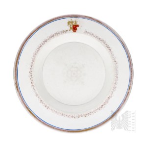 [COATS OF ARMS] - Biedermeier - 1837–1844 - Porcelain Plate - Polish Stadnicki Coat of Arms - Schumann Moabit - Berlin (Heraldry, Stadnicki Coat of Arms, Coats of Arms of Topór, Niesobia, Starykoń, Trąby)