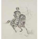 Sławomir Leśniewski (b. 1959, Radom) - Poland - 1991 - "Horseman in Noble Attire," Ink on Paper (Drawing, First Republic, Nobleman, Nobility)