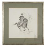 Sławomir Leśniewski (b. 1959, Radom) - Poland - 1991 - "Horseman in Noble Attire," Ink on Paper (Drawing, First Republic, Nobleman, Nobility)