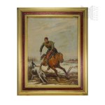 Unknown Artist (Munich School) - 19th century - On the Hunt, Oil on Canvas (Hunting Scene, Hunting with Dogs, Hunting Dog, Hunting)