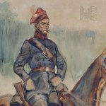 Stanisław Prauss (1902 Kielce - Kielce 1967) - Polska - Generał Dionizy Czachowski z Adiutantem, Powstanie Styczniowe 1863-64, Akwarela na Papierze (Powstanie Styczniowe, Batalistyka, Naczelnik Województwa Sandomierskiego Rządu Narodowego)