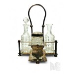 [WARSAW PLATES] Henneberg Brothers Factory - Silver-Plated Spice Set (Spice Set, Spice Bowl, Oil and Vinegar Set, Carafe, Crystal Glassware, Tableware, Warsaw Wola, Varsaviana)