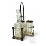 [WARSAW PLATES] Henneberg Brothers Factory - Silver-Plated Spice Set (Spice Set, Spice Bowl, Oil and Vinegar Set, Carafe, Crystal Glassware, Tableware, Warsaw Wola, Varsaviana)